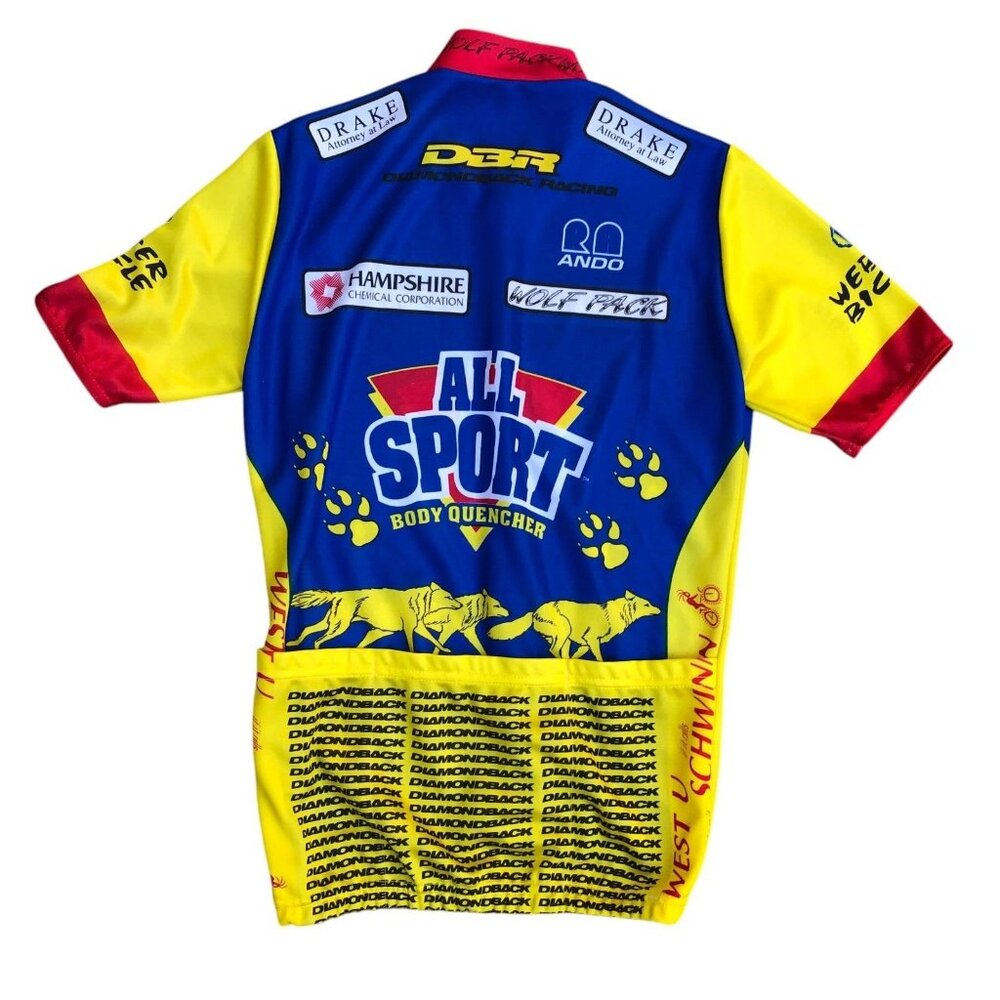 Vintage ANDO All Sport Diamondback Cycling Jersey MED Men's Wolf Pack Bike Retro